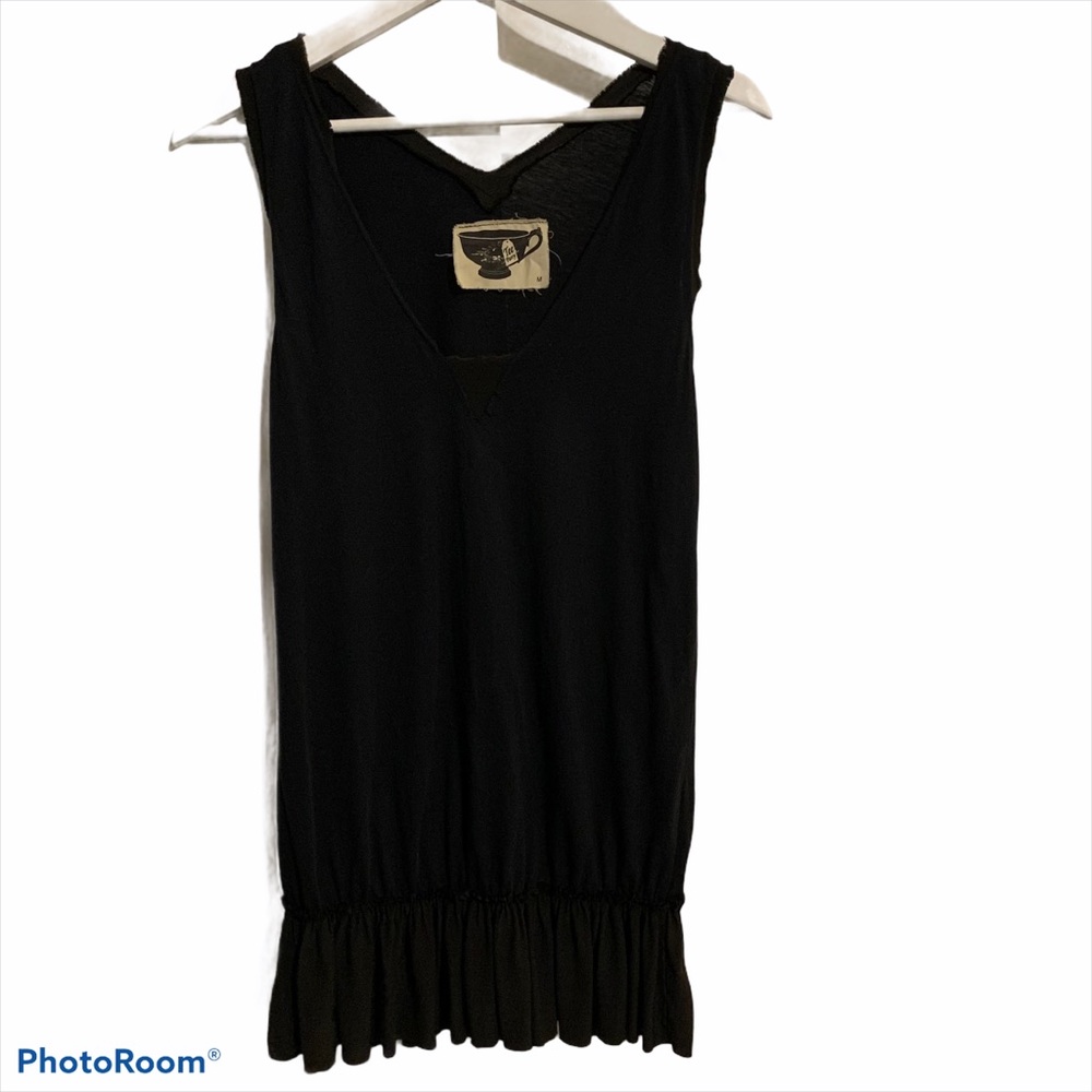 Tee party M supima cotton chiffon sleeveless ruffle hem edgy grunge bohemian
